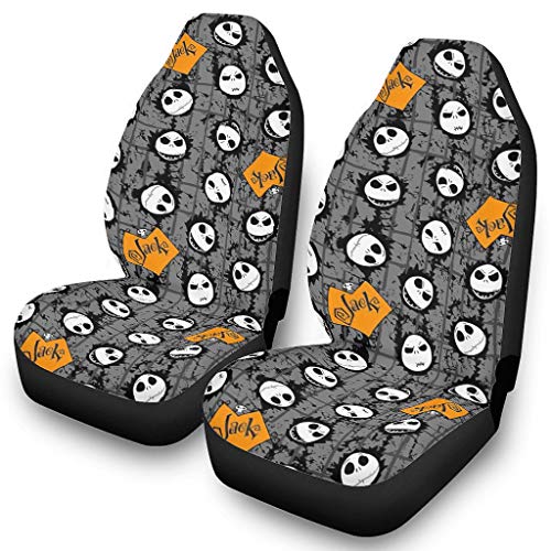 Bannanabut Jack Face Pesadilla Antes de Navidad Halloween Fundas de asiento delantero Fundas de asiento de vehículo Universal Fit para la mayoría de coches camiones SUV blanco onesize