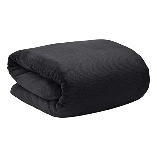 Beautissu Manta de sofá y Cama Aurelia - Suave y cálida 130x150cm Microfibra Forro Polar Coral ÖKO-Tex Negro