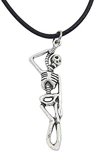 BEISUOSIBYW Co.,Ltd Collar de Moda Cráneo Esqueleto Collares Pendientes Gargantilla Steampunk The Walking Dead Ghosts Zombie Collar de Cadena de Cuerda de Cuero para Hombres