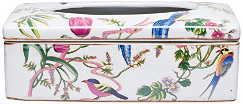 Better & Best Caja de Pañuelos, Rectangular con Dibujo de Pájaros y Flores, Cerámica, Multicolor, 25 x 13 x 9 cm