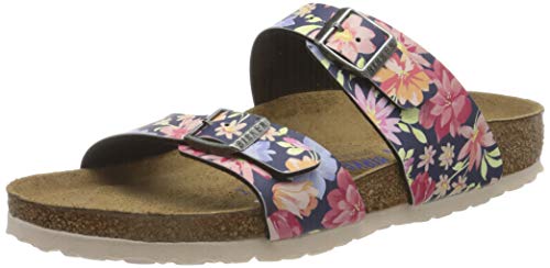 Birkenstock Sandales Sydney SFB Birko-Flor Supernatural, Sandalia Mujer, Super Natural Flower Navy, 38 EU