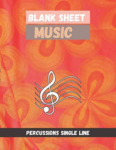 Blank Sheet Music Percussions single line Patterned fabric cover, 100 pages - Large(8.5 x 11 inches)