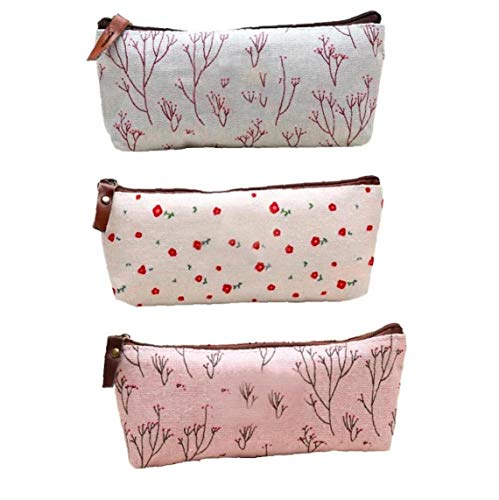 Bolsa Caja De La Pluma Lápiz Cosmético Floral Campo Rural Estilo Celular Holder Multifuncional 3pcs Durable