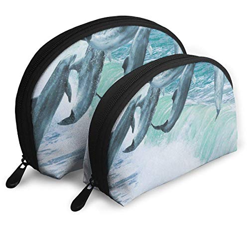 Bolsa de Maquillaje Dolphins Ocean Portable Shell Toiletry Organizer para Madre Pack - 2