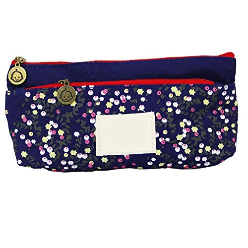 Bolso De La Caja De Lápiz Floral Bolsa De Mano Flor De Lona Rural Cosmética Bolsa De La Pluma Lápiz Papelería Bolsa Azul Oscuro Buenas Utilidades Elección