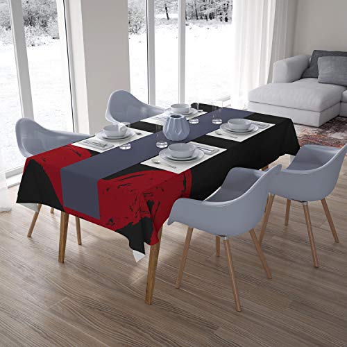 Bonamaison Decoración de Cocina, Poliéster, Antimoho, Secado rápido, Impermeable, Mantel, Negro Rojo, 140 x 200 Cm - Diseñado y Fabricado en Turquía