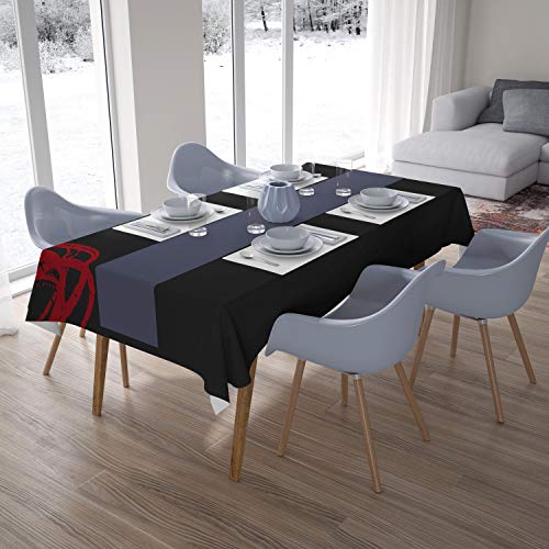 Bonamaison Decoración de Cocina, Poliéster, Antimoho, Secado rápido, Impermeable, Mantel, Negro Rojo, 140 x 200 Cm - Diseñado y Fabricado en Turquía