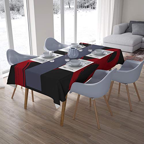 Bonamaison Decoración de Cocina, Poliéster, Antimoho, Secado rápido, Impermeable, Mantel, Negro Rojo, 140 x 200 Cm - Diseñado y Fabricado en Turquía