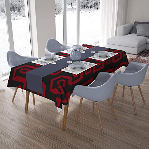 Bonamaison Decoración de Cocina, Poliéster, Antimoho, Secado rápido, Impermeable, Mantel, Negro Rojo, 140 x 200 Cm - Diseñado y Fabricado en Turquía