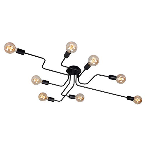 Briloner Leuchten Lámpara de Techo de 8 Luces, Retro, Vintage, 8X E27-máx. 60 vatios, Metal, Negro, 1315x705x190 mm (Largo x Ancho x Alto)