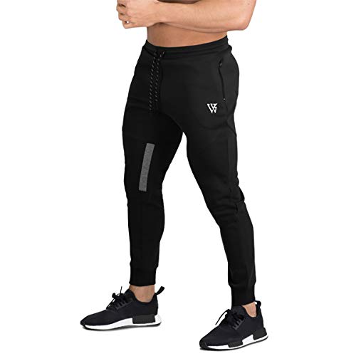 BROKIG Pantalones de Chándal de Gimnasio para Hombre Joggers Chándal Vertex para Jogging Pantalones para Correr con Bolsillos Negro S