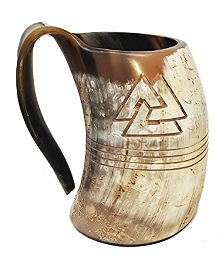 Bull Horn Odin Mug Natural Drinking Horn 8 pulgadas Con grabado Tankard horn Taza para cerveza vikinga Tankard hecha de toro Horn