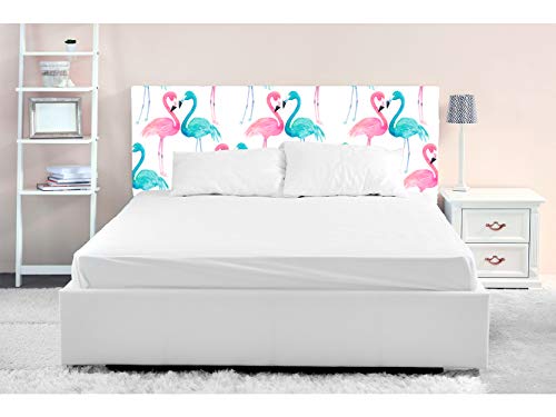 Cabecero Cama PVC Impresión Digital Flamencos Rosas y Azules | Multicolor | 150 x 60 cm | Disponible en Varias Medidas | Cabecero Ligero, Elegante, Resistente y Económico