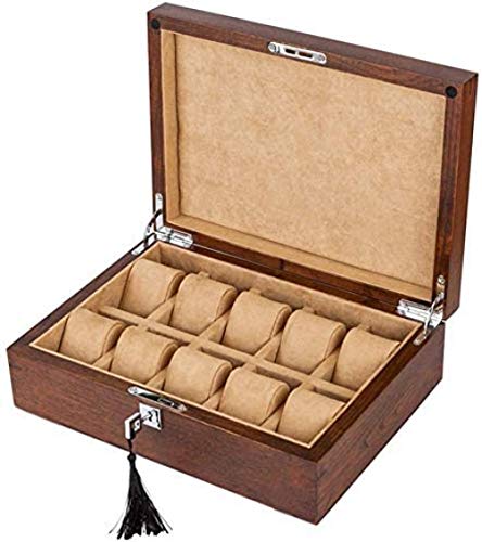 Caja de Reloj Almacenamiento de Joyas Caja de Reloj de Madera con Cerradura Almohada Muñeca para Hombres o Mujeres Relojes de Pulsera Joyas Colecciones de Pulseras Exhibición Estuches de almacena