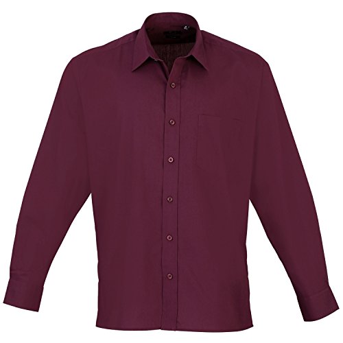 Camisa de manga larga de popelina prémium Morado berenjena 17