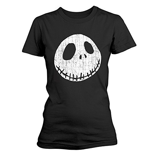 Camiseta Nightmare Before Christmas Cracked Face Skinny Fit (Negro)