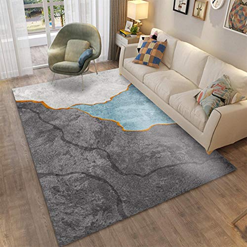 CCTYJ Gris Azul marrón patrón de Costura Abstracta Respirable de fácil Cuidado Dormitorio Pasillo mesita de Noche Alfombra-Los 80x160cm Calidad Precio relación demás Limpiar salón