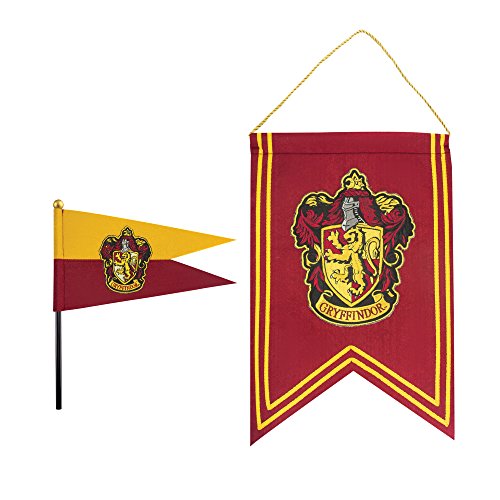 Cinereplicas Harry Potter - Juego de Banderas y Banderín - 30 x 43 cm - Oficial (Gryffindor)