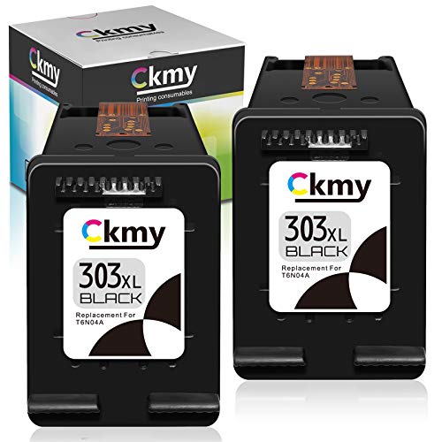 CKMY Cartucho de tinta remanufactured 303 XL de repuesto para HP 303XL Multipack (2 negro) para Envy Photo 7134 7830 6232 6230 7130 6220 6234 7100 7155 7800 7834 7855 7864 6222 Tango X Impresora 6252