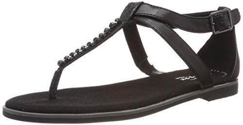 Clarks Bay Poppy, Sandalias con Tira Vertical Mujer, Negro (Black Interest-), 41 EU