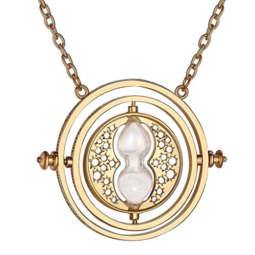 Collar giratiempo para mujer, reloj de arena beis de color dorado, Hermione de Harry Potter