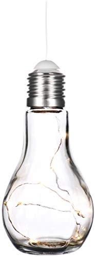 com-four® Bombilla Decorativa con Cadena de luz LED para Colgar y Colocar - lámpara de Mesa con batería para un Ambiente Agradable - inalámbrico (01 Pieza - Bombilla)