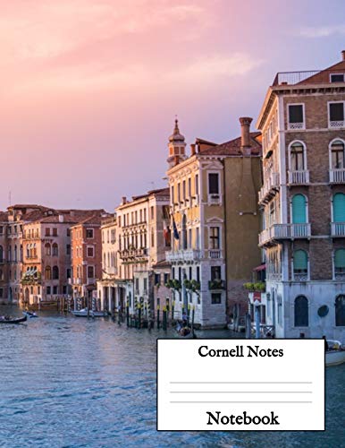 Cornell Notes Notebook: Venice Italy, Gondolas, Cornell Note Paper Taking Notes Journal for School Students College Ruled Lined Large Notebook, 8.5 x 11 in, 150 pages [Idioma Inglés]