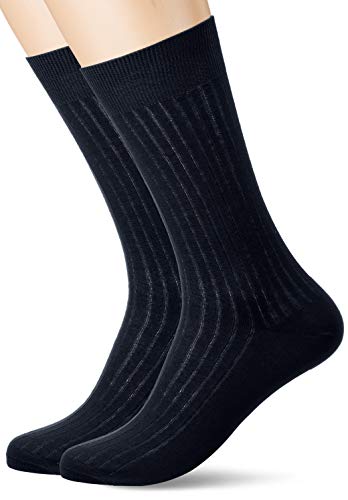 Cortefiel Pack 2 Pares Hilo Escocia Calcetines, Azul (Navy 10), 45/46 (Tamaño del fabricante: 11'5) para Hombre