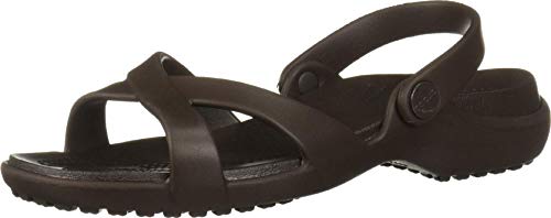 Crocs Meleen Crossband Sandal W, Sandalias de Punta Descubierta para Mujer, Marrón (Espresso 206), 38/39 EU