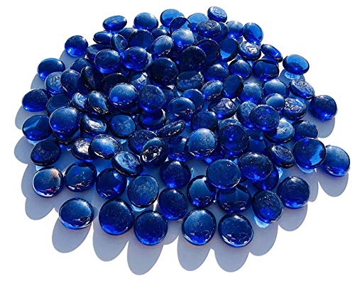 CRYSTAL KING Mezcla de piedras de cristal azul oscuro, 2 cm, 500 g, bolas decorativas, planas, decoración de mesa, jarrones, relleno, piedras de cristal, multicolor