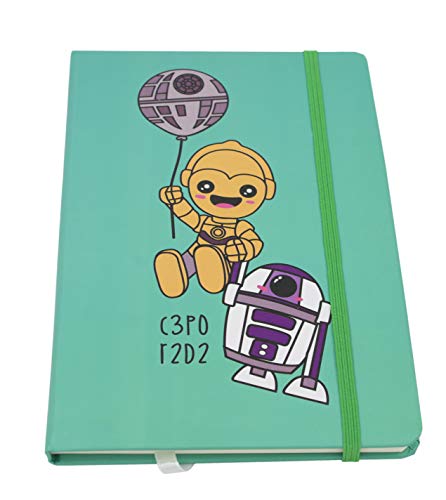 Cuadernos Bonitos. Cuaderno A5 Diseño Star Wars. Libreta Star Wars. Cuaderno De Viaje con Ilustración C3PO y R2D2. Libretas Bonitas. Cuaderno Star Wars.