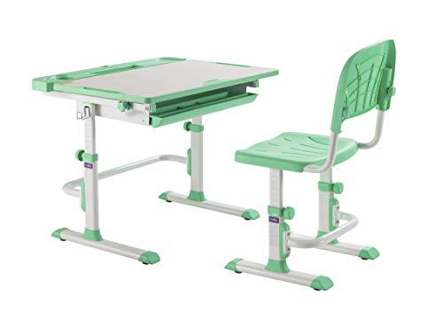 CUBBY DISA Green-Escritorio Infantil (Altura Regulable, con Silla), Verde, 830 x 505 x 526-746 mm