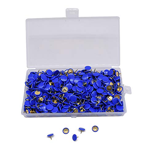 DAZISEN 500 Piezas Chinchetas - 10 x 9MM Chinchetas para Papel de Tablero de Corcho Tablero de Aviso, Azul/500 Piezas