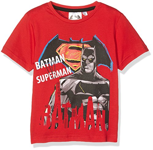 DC Comics Batman Vs Camiseta, Rojo (Red Red), 3-4 años (Tamaño Fabricante:4 años) para Niños