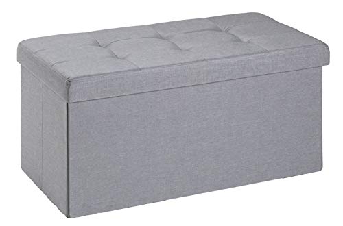 D&D Quality Puff Almacenaje Plegable, Asiento Acolchado, 76 x 38 x 38 cm - Carga Máxima de 300 kg (Gris Claro)