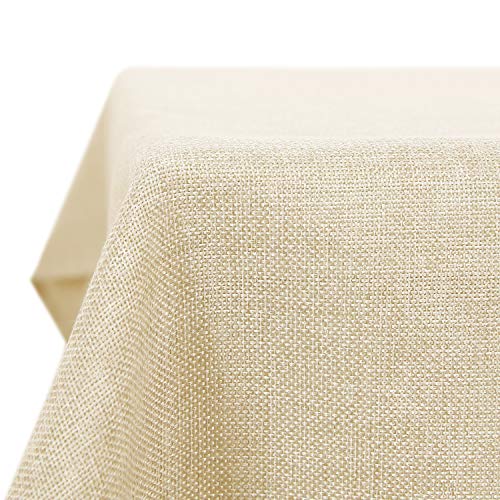 Deconovo Mantel de Mesa Rectangular Efecto Lino 130 x 280 cm Beige