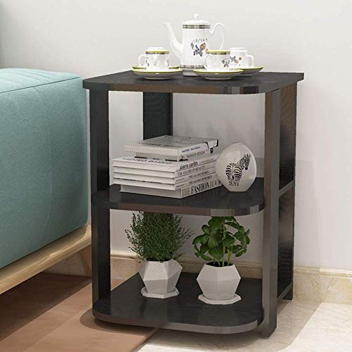 DGHJK De Centro para Muebles, Mesa Auxiliar de 2 Capas | Mesita de Noche de Madera Maciza Café/Lámpara/Extremo/Mesa de Almacenamiento Estante de Papel 20 ''; 16 ''; 16 '' (Color: Negro) (Color: C