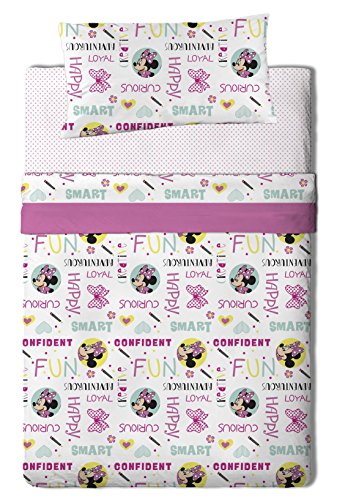 Disney Juego Sábanas diseño Minnie, Algodón-Poliéster, Multicolor, Individual, Cama 90,160 x270, 3 Unidades