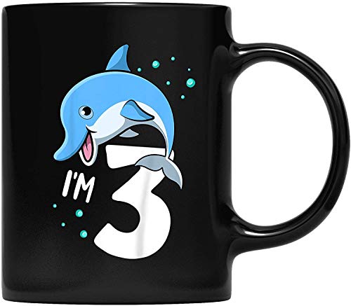 DKISEE Kids I'M 3 - Taza de café con diseño de delfín para padre y madre, abuelo, abuela y amiga (315 ml)