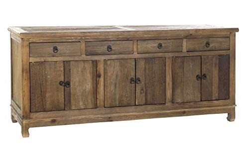 DRW Buffet con 6 Puertas y 4 Cajones de Madera de Olmo en Marron Envejecido 190x50x81cm