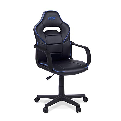 DRW, Sillon Gaming, Silla de Escritorio, Estudio o Despacho, Acabado en Negro y Azul, Medidas: 60 cm (Ancho) x 60 cm (Fondo) x 98-108 cm (Alto)