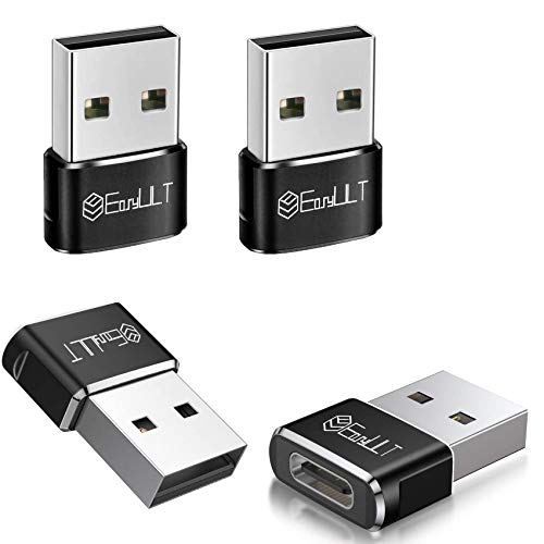 EasyULT Adaptador USB C Hembra a USB Macho (4 Pack), Adaptador de Cable Tipo C a USB A, para Huawei, Samsung, Computadoras Portátiles, Bancos de Energía y Otros Dispositivos con USB C(Negro)