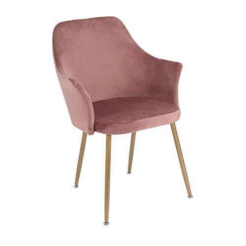 EGGREE Sillón de Comedor Sillas Tocador Sillas Tapizadas Terciopelo Sillas Cocina Nordicas, Patas de Metal, Rosa