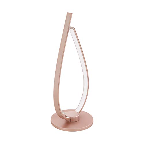 EGLO Lámpara de mesa LED Palozza, 1 lámpara de mesa, lámpara de noche de aluminio y plástico, lámpara de salón en oro rosa, blanco, lámpara con interruptor