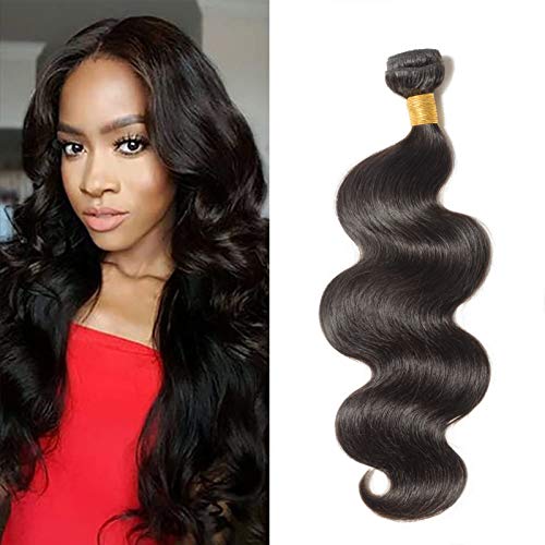 Elailite Extensiones Cabello Natural Cortina Pelo Humano Indio 100% Remy Human Hair Bundles Ondulado sin Clip #1B Negro Natural 1 Pieza 100g (Rizado 40 cm)