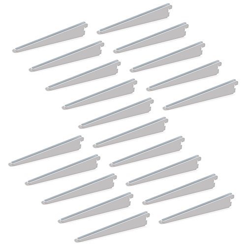 Emuca 7908712 Escuadras de estante para perfil cremallera perforación doble paso 32mm, Blanco, 270mm, Set de 20 piezas