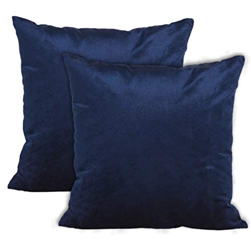 Encasa Homes Juego de 2 Fundas de cojín DE Terciopelo de (50 x 50 cm) - Azul Marino - Tinte de Color Plano Constante, Suaves y aterciopelados, Lavables, Funda de Almohada Grande Decorativa