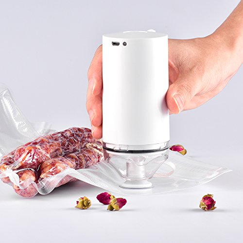 Envasadora de alimentos al vacío, de mano Máquina Inalámbrica USB recargable de vacío Sistema de sellado de alimentos Ahorrador de almacenamiento con 10 bolsas de cremallera reutilizables