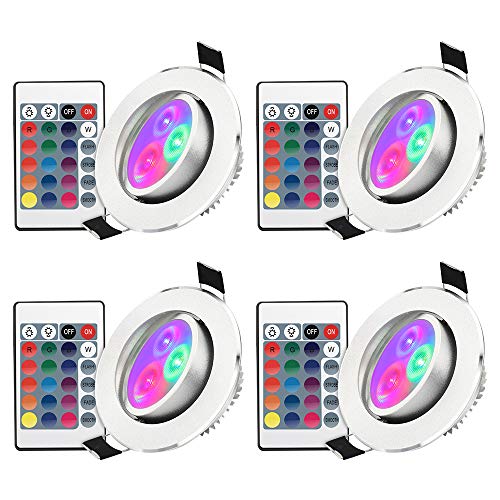 Esbaybulbs RGB Lamparas 5W Bombilla LED 16 Colores focos techo con mando,para Aplique, Lámpara de riel, Luz de techo empotrada,AC 85-265V (4 Pack)