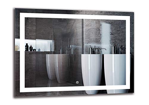 Espejo LED Deluxe - Dimensiones del Espejo 80x60 cm - Interruptor tactil - Espejo de baño con iluminación LED - Espejo de Pared - Espejo con iluminación - ARTTOR M1CD-47-80x60 - Blanco cálido 3000K